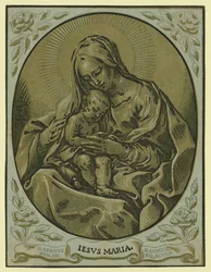 Madonna und Kind, Chiaroscuro-Holzschnitt, von Bartolommeo Coriolano